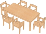 Kindergartentische, Gruppenraum Tische und Kindergartenstühle Set: Rechtecktisch mit 6 Tim Armlehnenstühlen